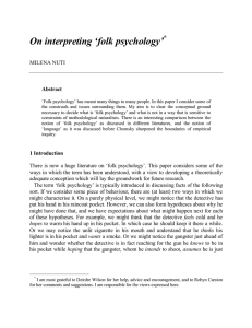 On interpreting ‘folk psychology’ * MILENA NUTI Abstract