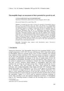Thermophilic fungi: an assessment of their potential for growth in... J. Biosci., Α Κ RAJASEKARAN and R MAHESHWARI*