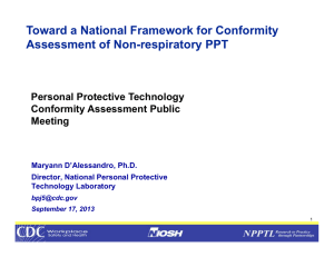 Toward a National Framework for Conformity Assessment of Non-respiratory PPT