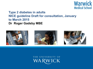 Type 2 diabetes in adults NICE guideline Draft for consultation, January