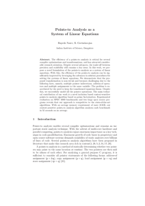 Points-to Analysis as a System of Linear Equations Rupesh Nasre, R. Govindarajan