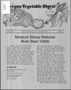 Veqetalile I)iiiest eqon Moisture Stress Reduces Bush Bean Yields