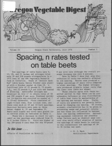 table beets tested n rates Spacing,