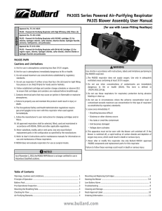 PA30IS Series Powered Air-Purifying Respirator PA3IS Blower Assembly User Manual PA30IS PAPR