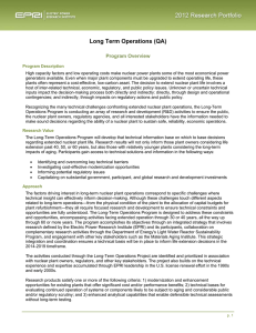 Long Term Operations (QA) Program Overview