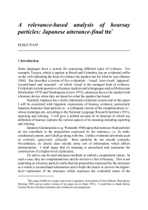 A relevance-based analysis of hearsay particles: Japanese utterance-final *