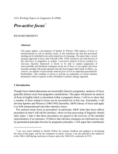 Pro-active focus * UCL Working Papers in Linguistics RICHARD BREHENY