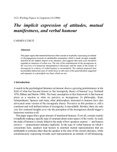 The implicit expression of attitudes, mutual manifestness, and verbal humour CARMEN CURCÓ