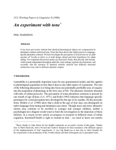 An experiment with tone * UCL Working Papers in Linguistics PHIL HARRISON