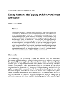 Strong features, pied-piping and the overt/covert distinction UCL Working Papers in Linguistics