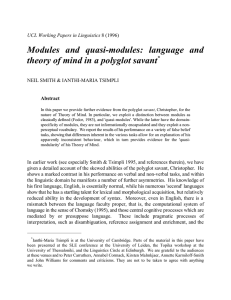 Modules and quasi-modules: language and * UCL Working Papers in Linguistics