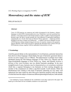 Monovalency and the status of RTR * UCL Working Papers in Linguistics