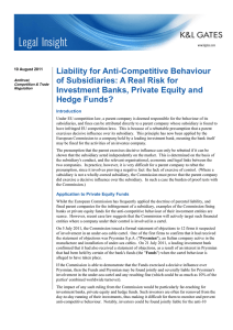 Liability for Anti-Competitive Behaviour of Subsidiaries: A Real Risk for