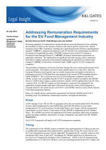 Addressing Remuneration Requirements for the EU Fund Management Industry