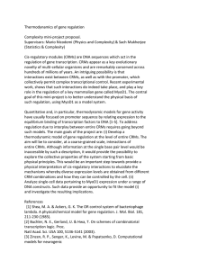 Thermodynamics of gene regulation  Complexity mini-project proposal.