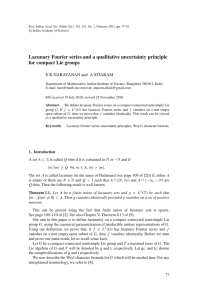 Lacunary Fourier series and a qualitative uncertainty principle