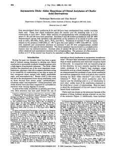 Asymmetric Diels-Alder  Reactions Chiral Acrylates of Cholic Acid Derivatives of