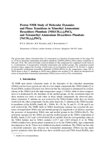 Proton NMR Study of Molecular Dynamics Hexachloro Plumbate [NH(CH