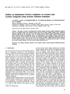 Studies  on  indentation  fracture  toughness ... ceramic  composite  using  acoustic  emission ...