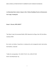 EDUCATIONAL INTERVENTION TO IMPROVE RAW CHICKEN HANDLING  The Campy Training Kit