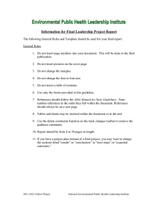 Information for Final Leadership Project Report