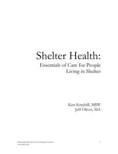 Shelter Health:  Essentials of Care for :eople &lt;iving in Shelter
