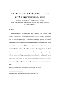 Molecular dynamics study of cylindrical nano-void