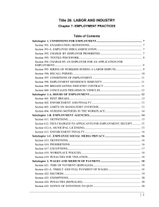 Title 26: LABOR AND INDUSTRY Chapter 7: EMPLOYMENT PRACTICES Table of Contents