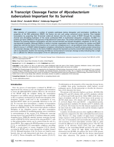 Mycobacterium tuberculosis A Transcript Cleavage Factor of Important for Its Survival