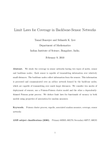 Limit Laws for Coverage in Backbone-Sensor Networks