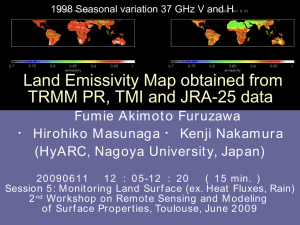 Land Emissivity Map obtained from TRMM PR, TMI and JRA-25 data