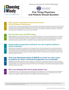 1 Five Things Physicians and Patients Should Question American Society for Clinical Pathology