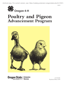 Poultry and Pigeon Advancement Program Oregon 4-H Archival copy. For current version, see: