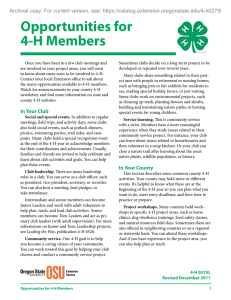 Opportunities for 4-H Members Archival copy. For current version, see: