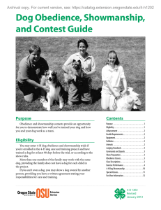 Dog Obedience, Showmanship, and Contest Guide Purpose Contents