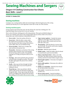 Sewing Machines and Sergers Oregon 4-H Clothing Construction Fact Sheets: Sewing machines