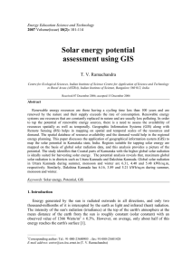 Solar energy potential assessment using GIS T. V. Ramachandra