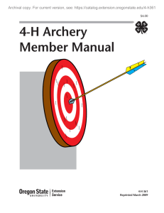 4-H Archery Member Manual Archival copy. For current version, see: $4.00