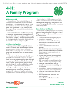 4-H: A Family Program Welcome to 4-H Archival copy. For current version, see: