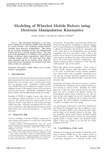 Modeling of Wheeled Mobile Robots using Dextrous Manipulation Kinematics , Ashitava Ghosal