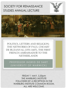 SOCIETY FOR RENAISSANCE STUDIES ANNUAL LECTURE