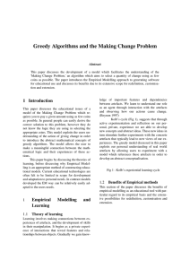 Greedy Algorithms and the Making Change Problem