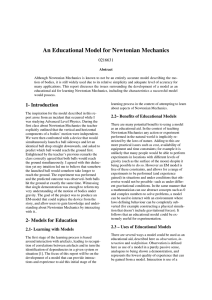 An Educational Model for Newtonian Mechanics 0216631