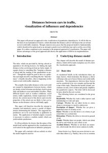 Distances between cars in traffic, visualization of influences and dependencies 0633176