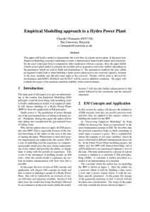 Empirical Modelling approach to a Hydro Power Plant The University Warwick