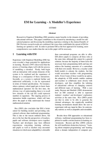EM for Learning - A Modeller’s Experience 1035660