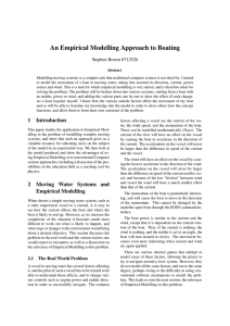 An Empirical Modelling Approach to Boating Stephen Brown 0712526