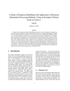 A Study of Empirical Modelling with Application to Historical