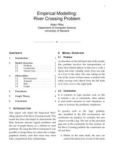 Empirical Modelling: River Crossing Problem Adam Riley Deparment of Computer Science