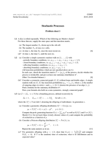 Stochastic Processes Problem sheet 1